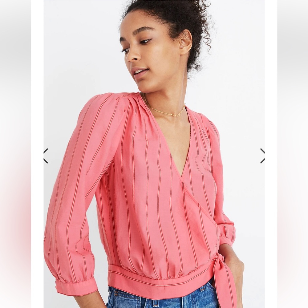 MADEWELL Wrap Top in Cecilia Stripe - Picture 2 of 7